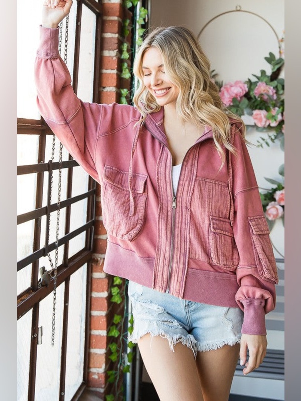 Oli & Hali Mineral Washed Cargo Hooded Jacket